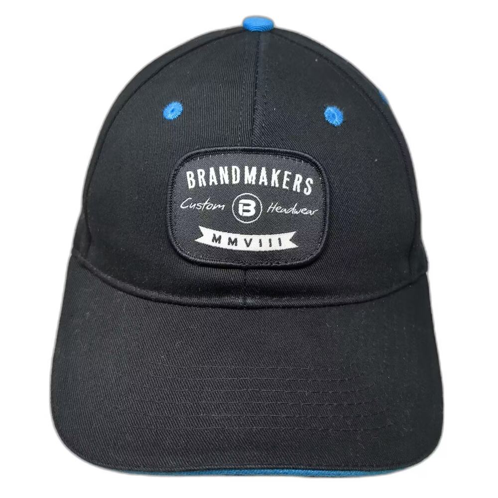 Brandmakers Baseball Cap Black Blue One Size Strapback Hat Adjustable Patch
